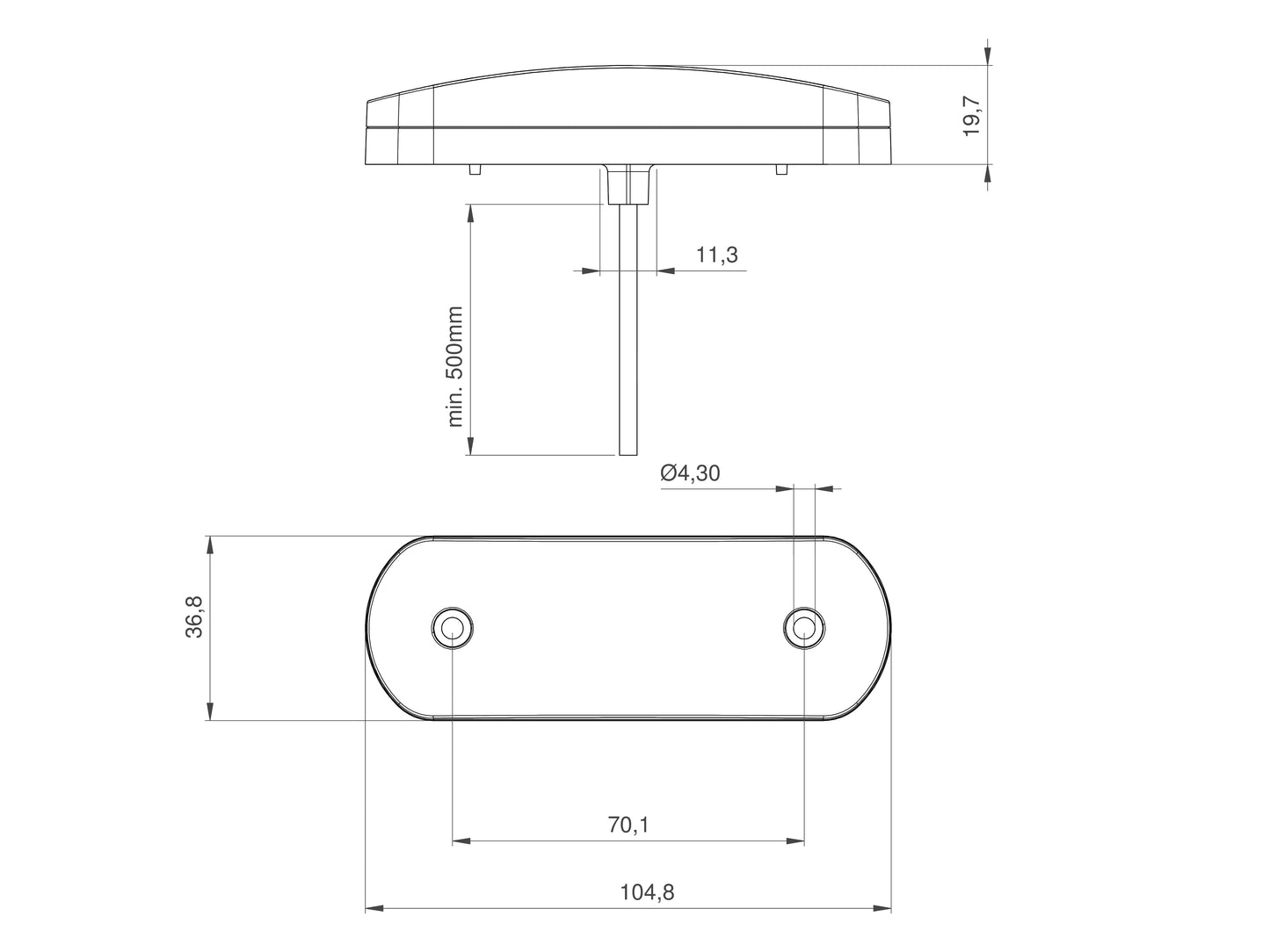LED marker light curved orange