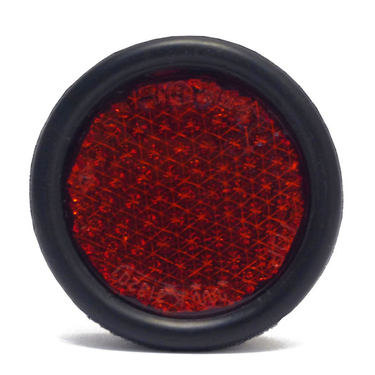 Reflector redondo de 65mm con soporte protector de caucho rojo