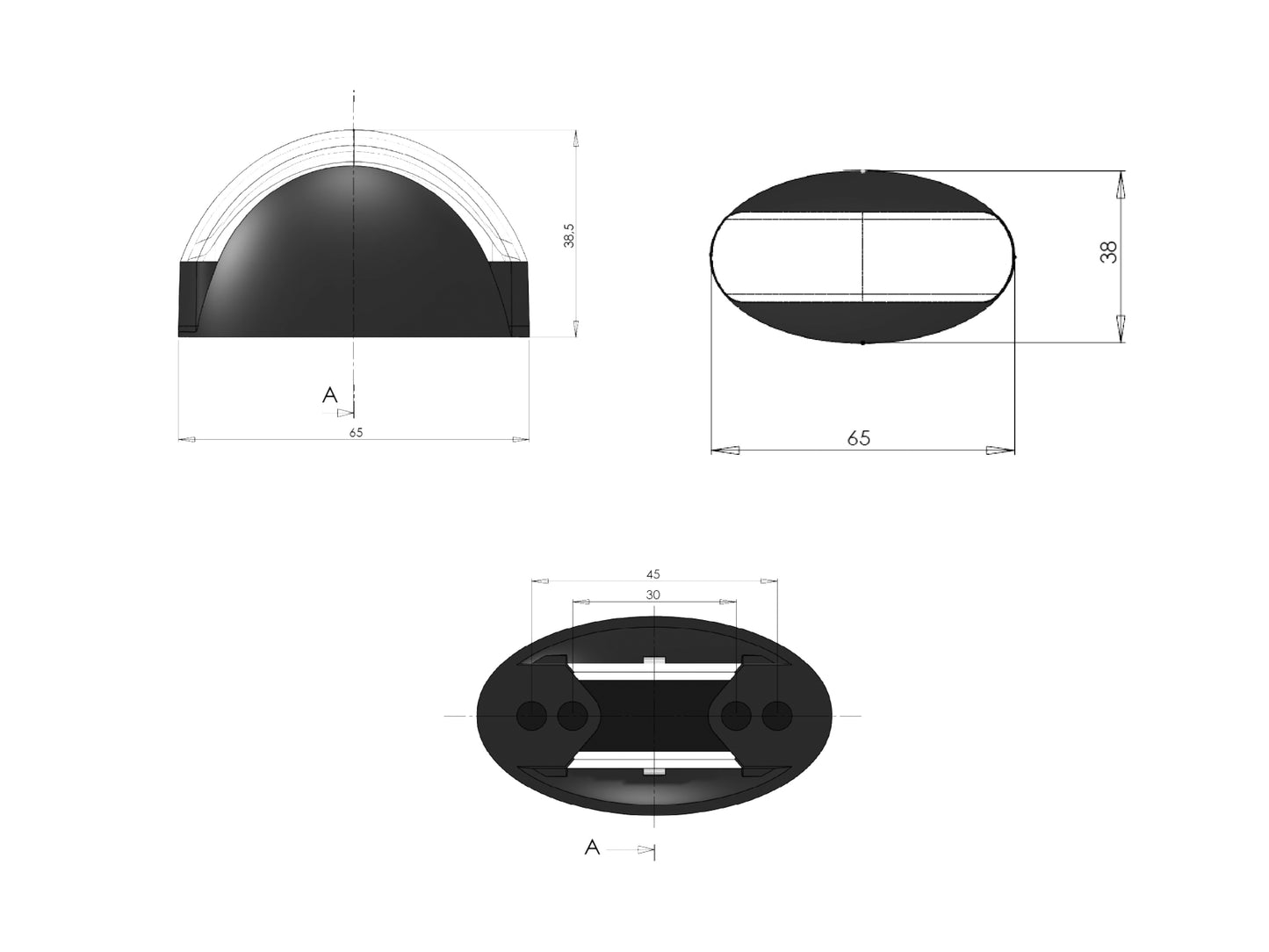 LED Positionsleuchte Oval Weiß